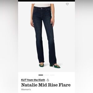 Kut From the Cloth Dark Wash Natalie Mid-Rise Flared Jeans Size 0 Worn Once